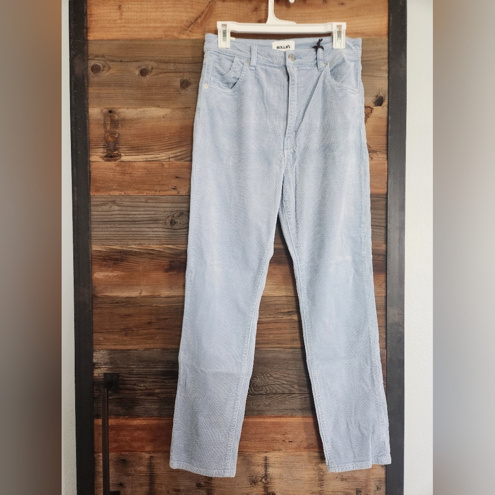 NWT Rolla's Sky Blue Cord Dusters High Rise Slim Pants Size 30 - Picture 3 of 6